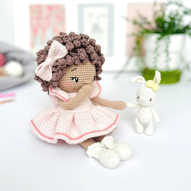 Emilie and Socks the Bunny Crochet Doll Pattern – Amigurumi Pattern PDF in English, German, French, Spanish & Dutch image 5