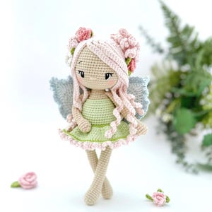 Crochet Fairy Doll, Amigurumi Fairy Pattern PDF, Spring Fairy Flower Doll - Rose Blossom image 2