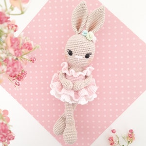 Bunny Crochet Pattern, Amigurumi Bunny Pattern, Crochet Ballerina doll, Belle the Ballerina PDF in English, German, French, Spanish & Dutch image 3