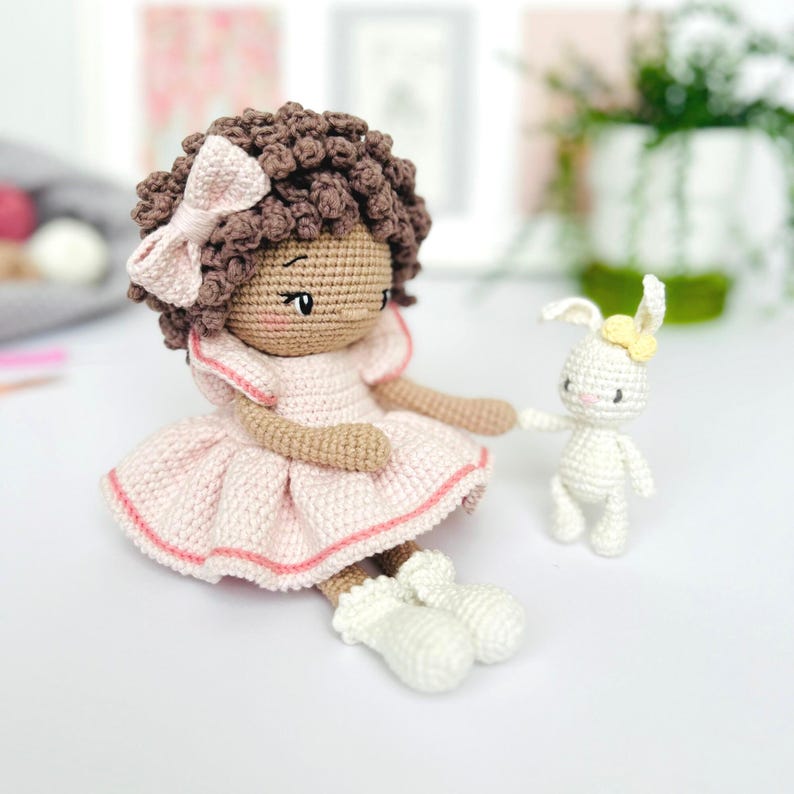 Emilie and Socks the Bunny Crochet Doll Pattern – Amigurumi Pattern PDF in English, German, French, Spanish & Dutch image 7