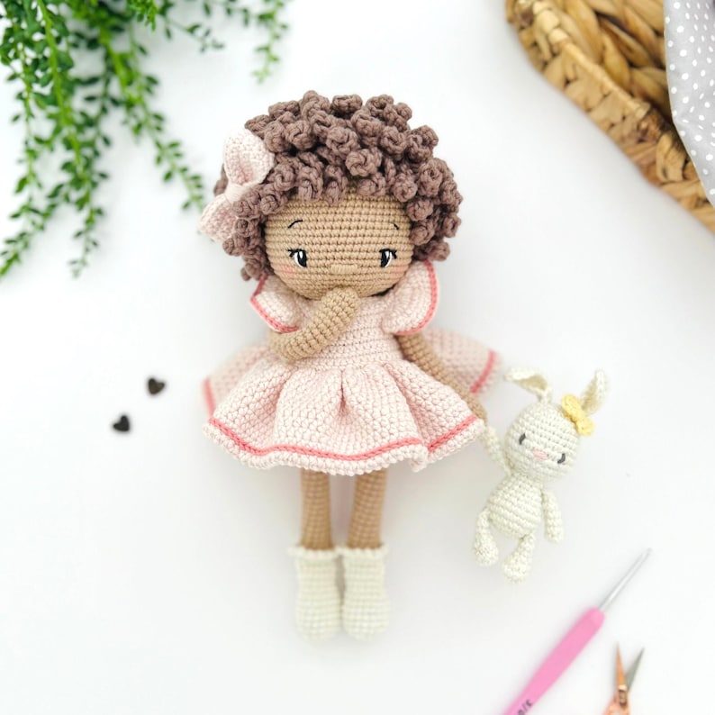 Emilie and Socks the Bunny Crochet Doll Pattern – Amigurumi Pattern PDF in English, German, French, Spanish & Dutch image 6