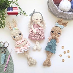 Bunny Crochet Pattern, Amigurumi Bunny Pattern, Amigurumi Crochet Patterns, Crochet Pattern Bundle, Cute Bunny Patterns PDF