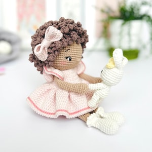 Emilie and Socks the Bunny Crochet Doll Pattern – Amigurumi Pattern PDF in English, German, French, Spanish & Dutch image 4