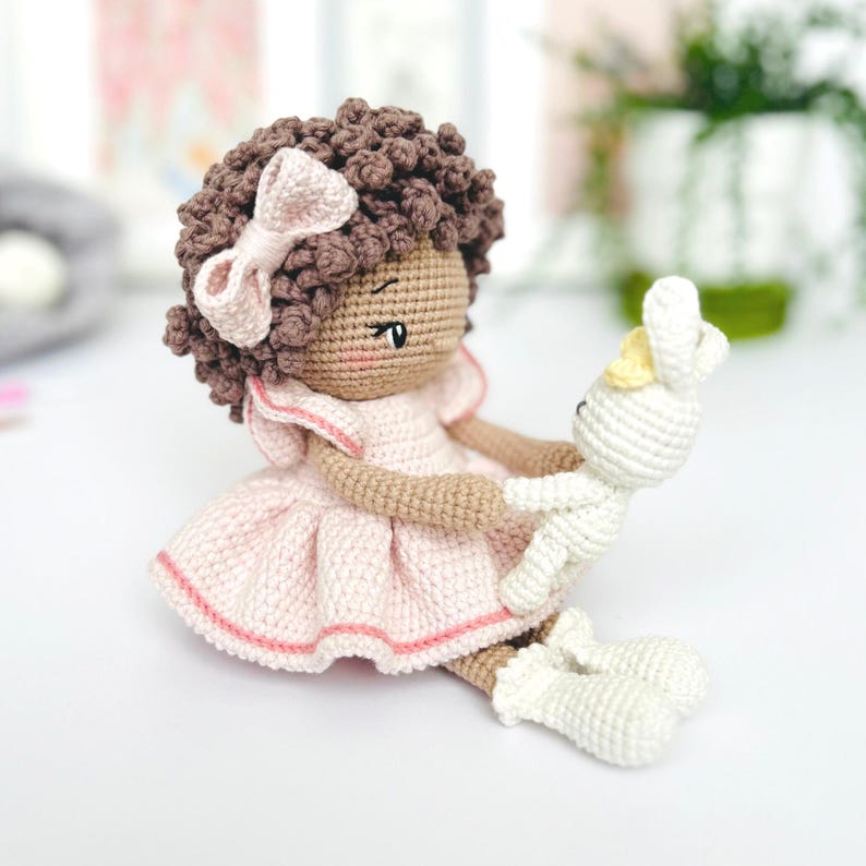 Emilie and Socks the Bunny Crochet Doll Pattern – Amigurumi Pattern PDF in English, German, French, Spanish & Dutch image 4