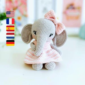 Haakpatroon Lottie de Olifant – Patroon amigurumipop (pdf) in het Engels, Duits, Frans, Spaans en Nederlands