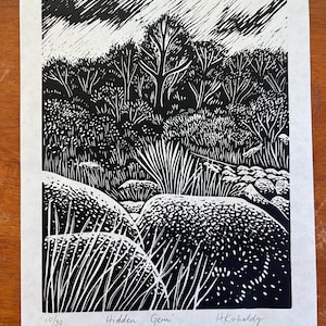 Hidden Gem linocut print