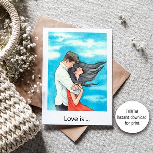Cartão para impressão em aquarela, tamanho 10x7" (5x7" quando dobrado), cartão de felicitações em branco, cartão em aquarela em branco, download instantâneo