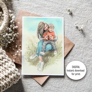 Tarjeta imprimible con acuarela, tamaño 10 x 7" (5 x 7" cuando está doblada), tarjeta de felicitación en blanco, tarjeta en blanco con acuarela, descarga instantánea