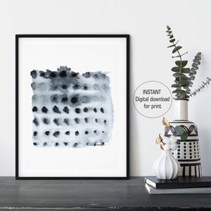 Arte de pared imprimible con acuarela abstracta, tarjeta en blanco incluida, decoración de pared gris, póster abstracto, descarga instantánea