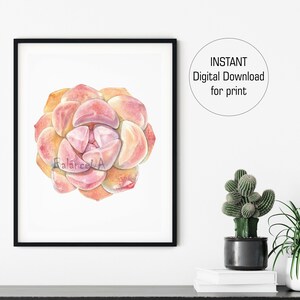 Watercolor printable wall art, Watercolor Print, Botanic print, Succulent print, Greenery art, Instant download