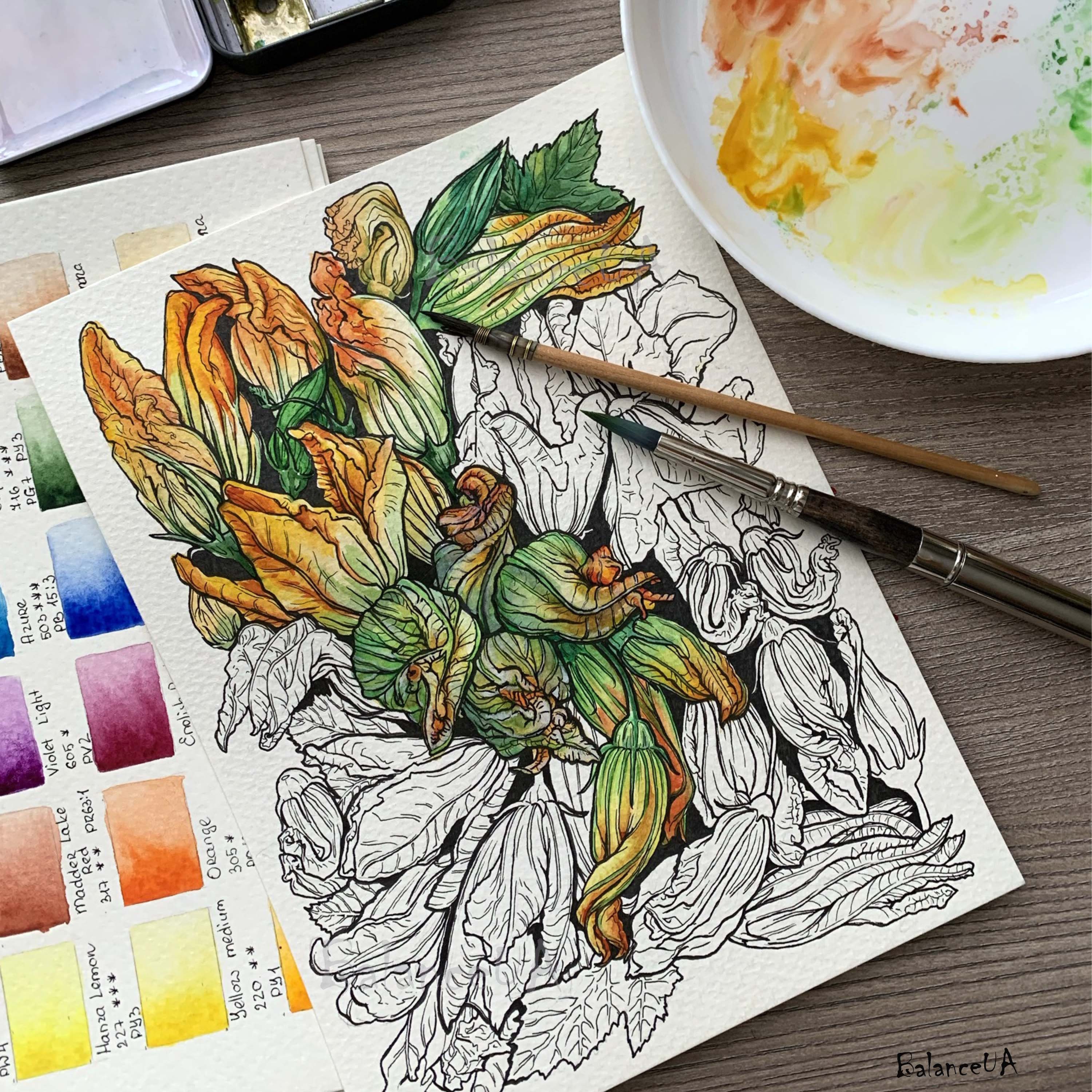 Printable Coloring Page, Botanic Coloring Page 8,5” X 11” and A4 ...