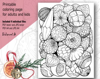 Printable Coloring Page, Christmas coloring page 8,5” x 11” and A4, Coloring sheets for Adult and Kids, Instant Download, PCP12