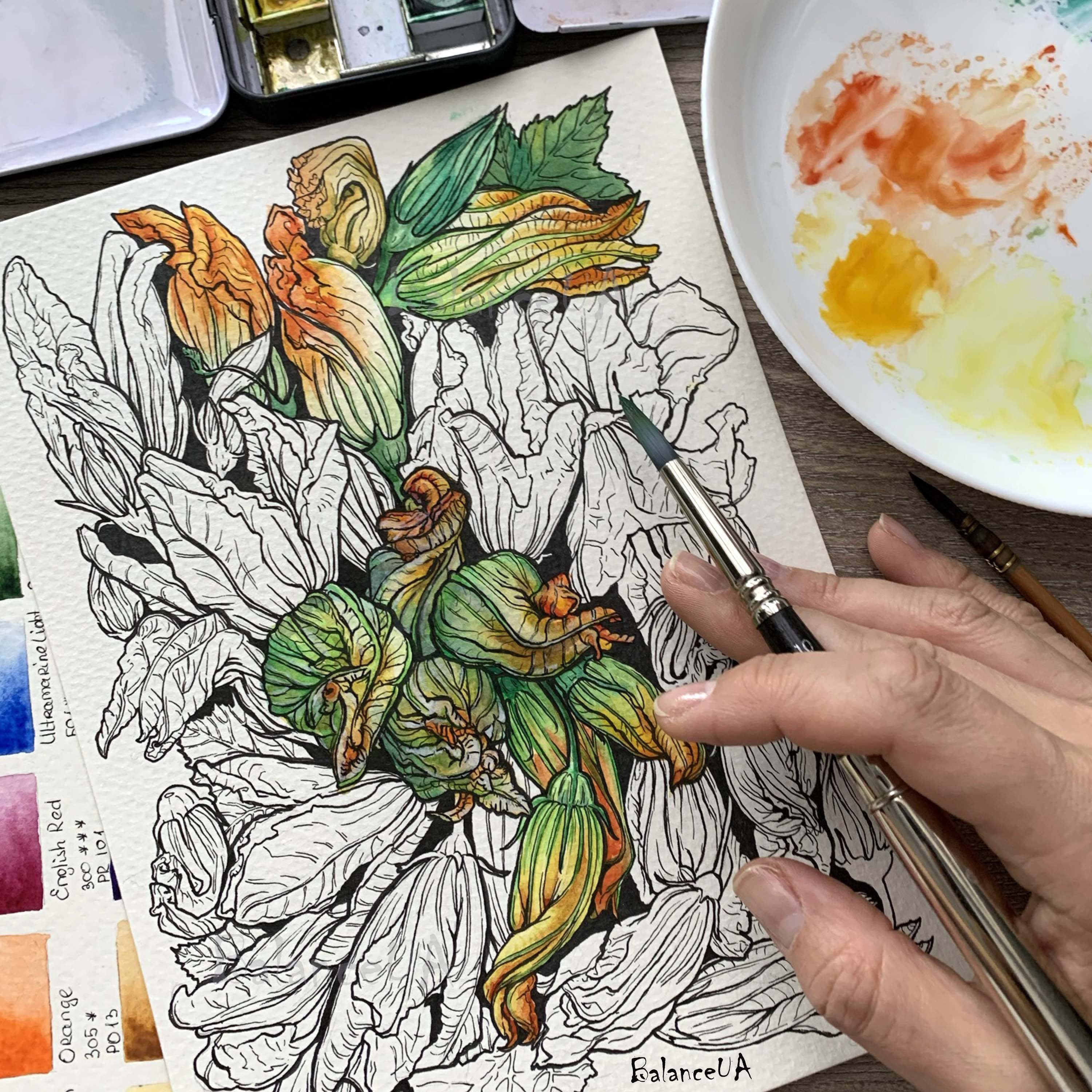 Printable Coloring Page Botanic Coloring Page 85 X 11 and - Etsy
