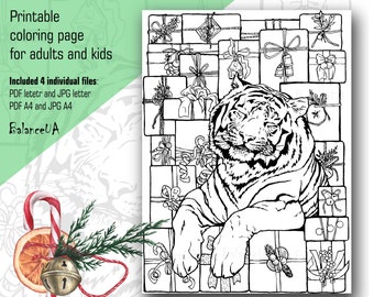 Printable Coloring Page, Christmas coloring page 8,5” x 11” and A4, Coloring sheets for Adult and Kids, Instant Download, PCP13