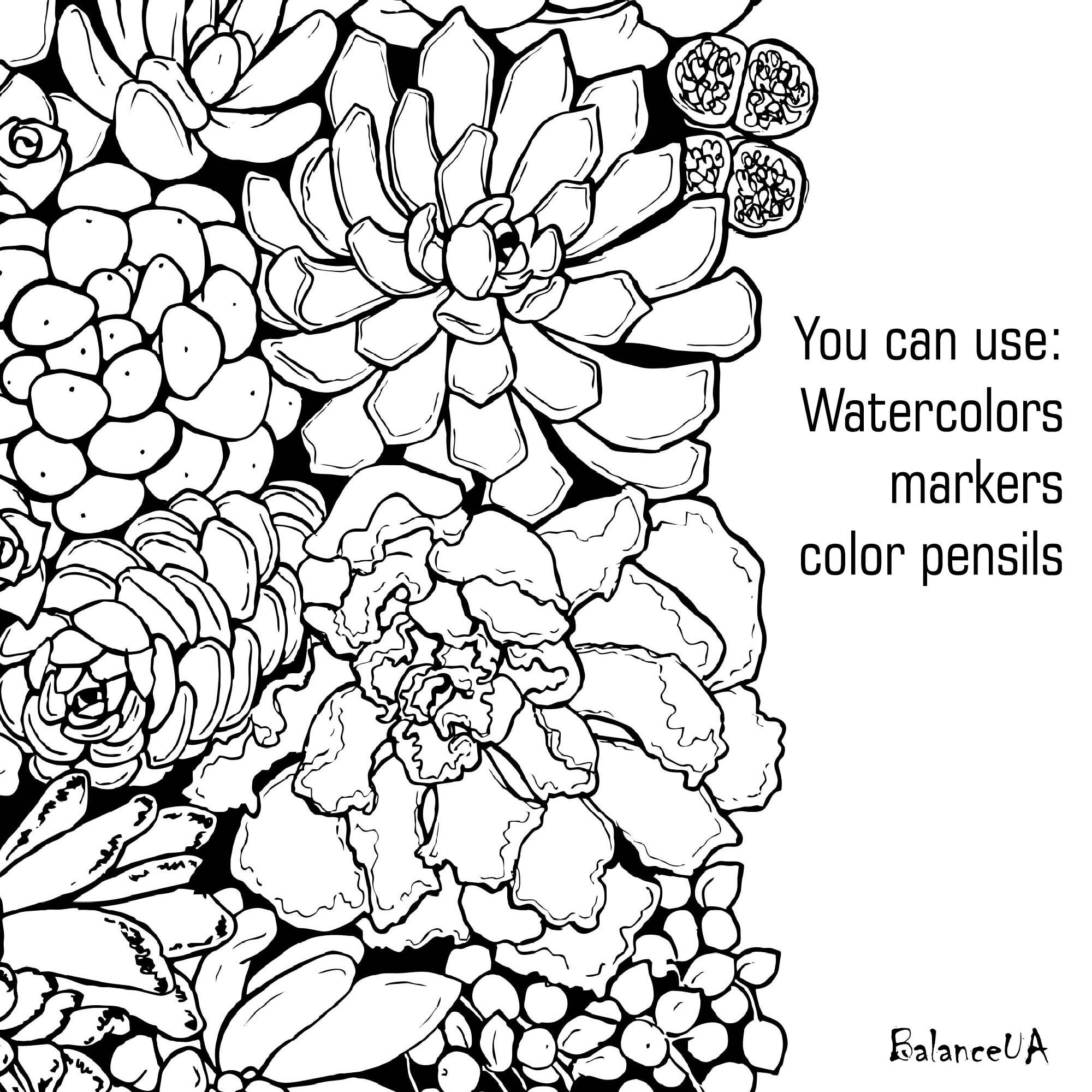 Printable Coloring Page, Botanic Coloring Page 8,5” X 11” and A4 ...