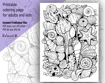 Printable Coloring Page, Nautical coloring page 8,5” x 11” and A4, Coloring sheets for Adult and Kids, Instant Download, PCP1
