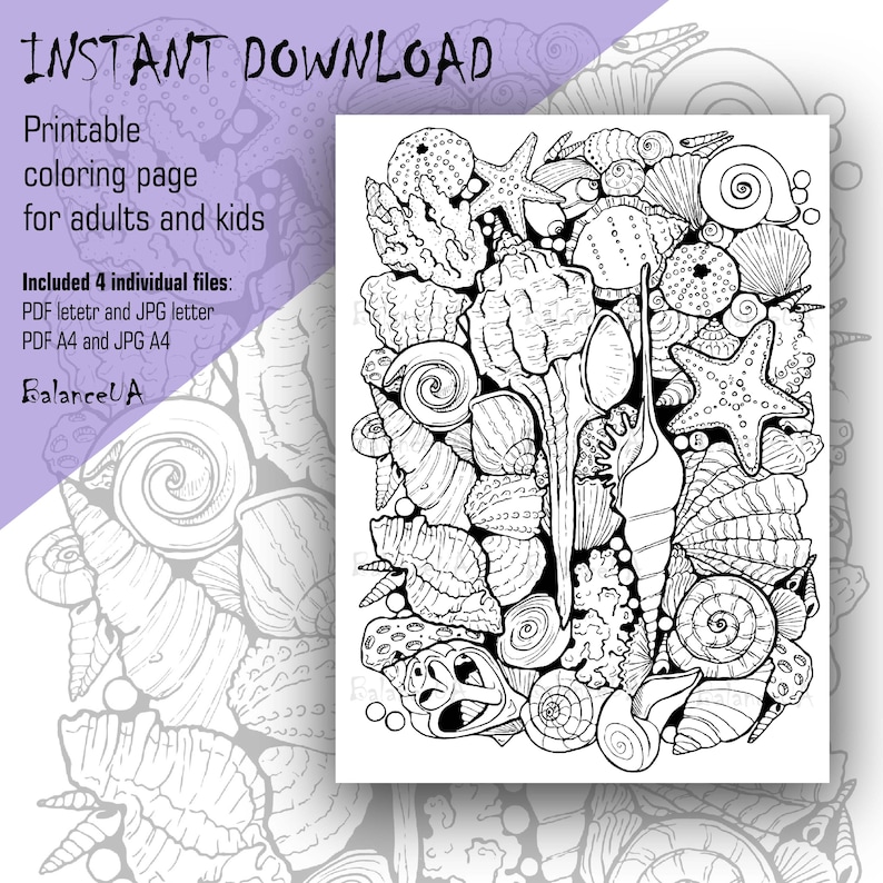 Printable Coloring Page, Nautical Coloring Page 8,5” X 11” and A4 ...