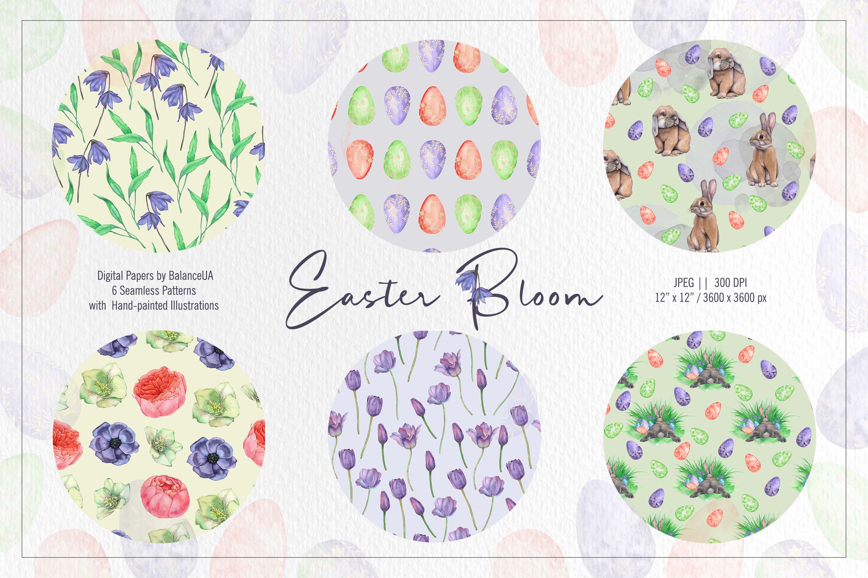 Easter Digital Paper Set, Easter Seamless Patterns, Easter Bunny ...