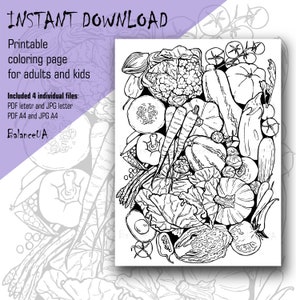 Druckbare Malvorlage, Botanische Ausmalseite A4 zum Ausmalen, Malvorlage für Erwachsene und Kinder, Sofort Download, PCP10