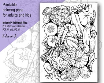 Printable Coloring Page, Botanic coloring page 8,5” x 11” and A4, Coloring sheets for Adult and Kids, Instant Download, PCP10