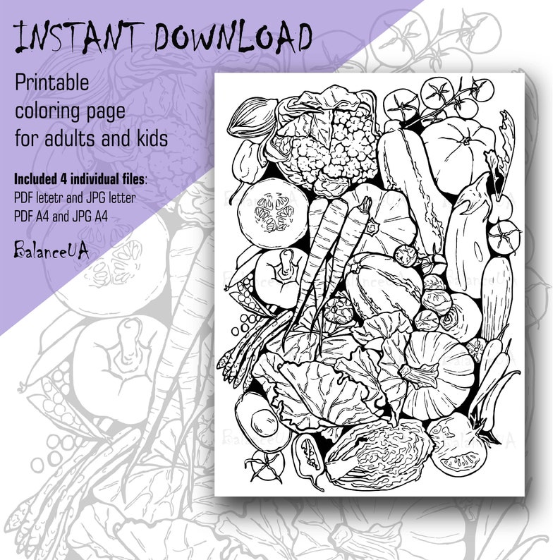 Printable Coloring Page Botanic Coloring Page 85 X 11 and | Etsy
