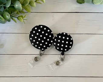 Black Polka Dot Badge Reel