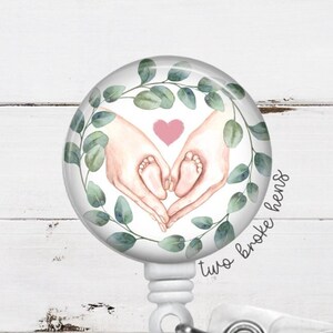 Floral Baby Feet Badge Reel