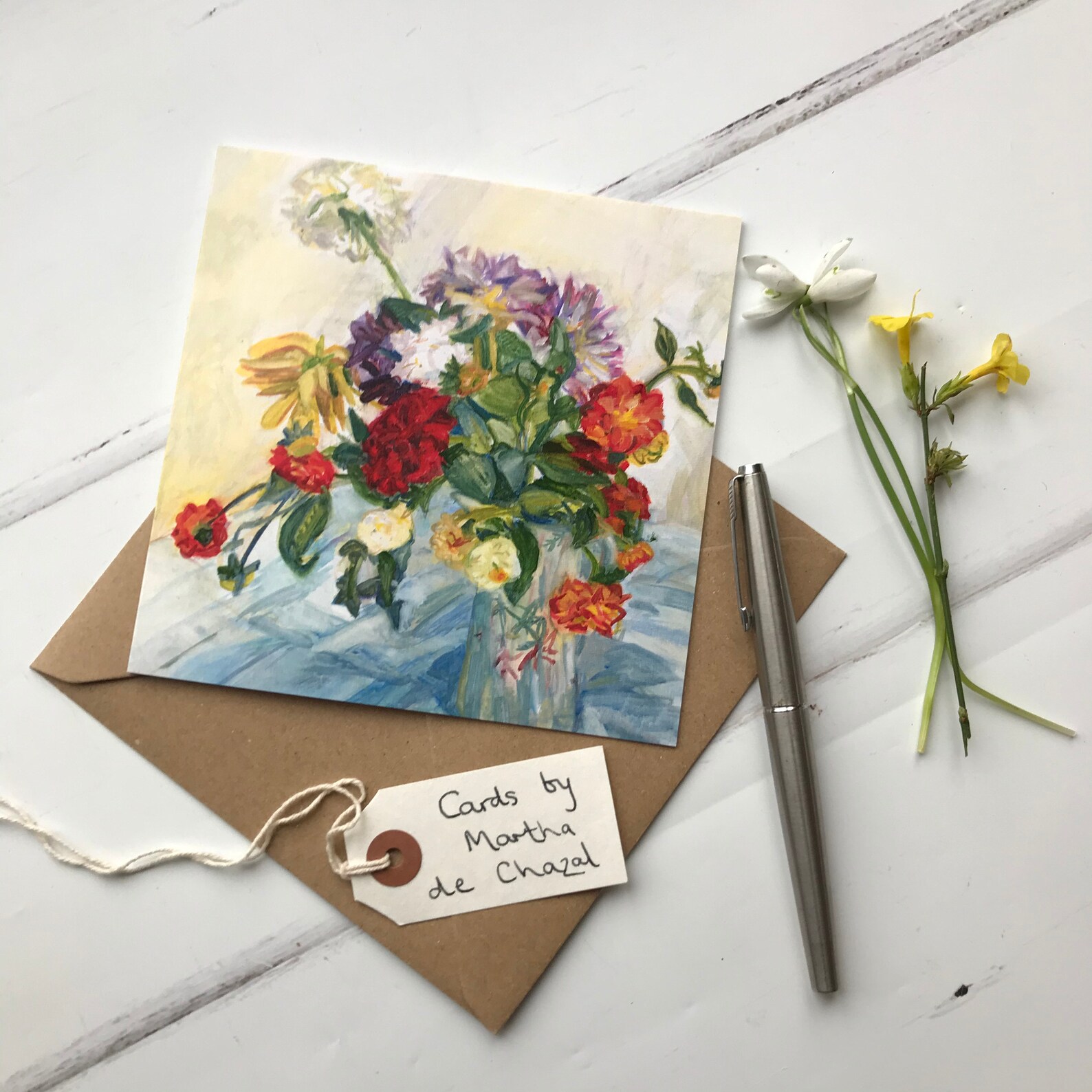 Set of 4 Artists Greeting Cards, Hand Made From Original Oil Paintings
