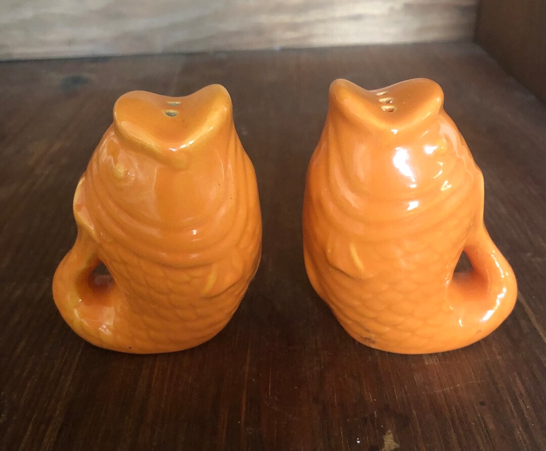 Vintage Orange Koi Fish Salt and Pepper Shakers Ceramic With Etsy