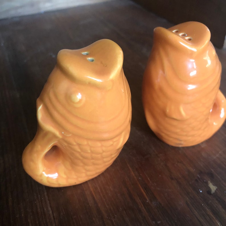 Vintage Orange Koi Fish Salt and Pepper Shakers Ceramic With Etsy