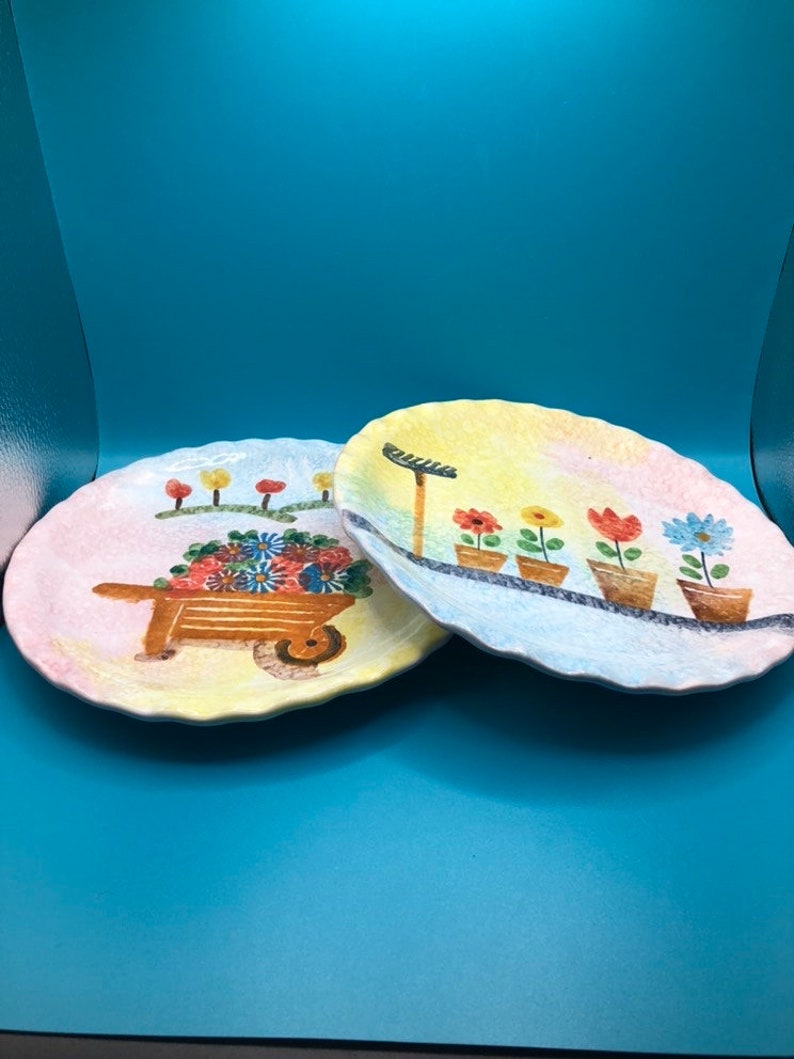 Garden Themed Plates Made in Italy Ceramic 8 Colorful Etsy