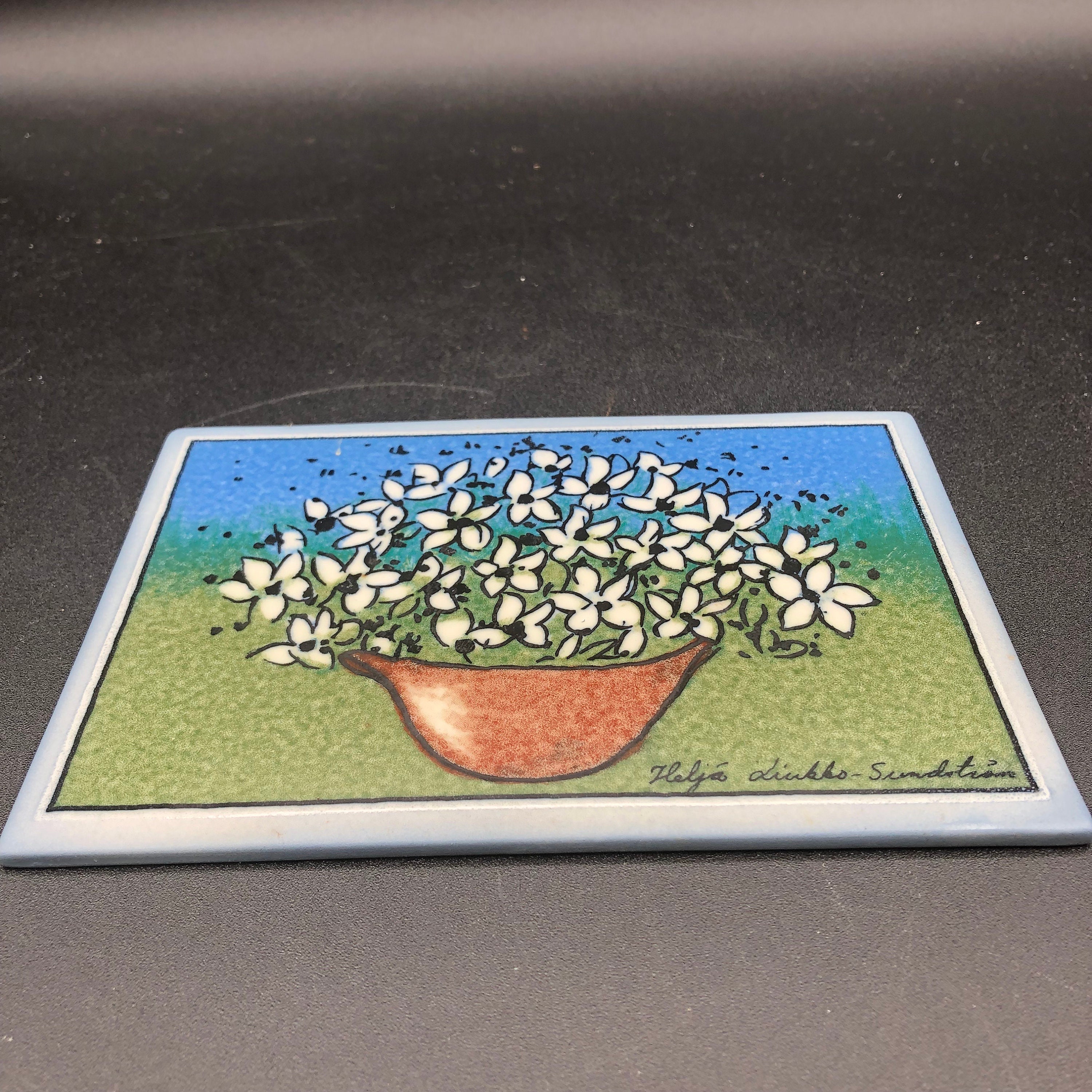 Arabia Finland Art Tile Helja Liukko Sundstrom Ceramic White