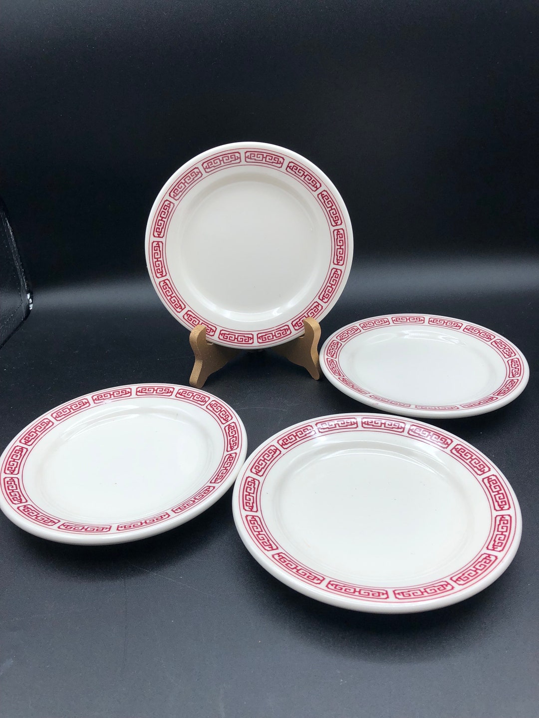 Vintage Buffalo China Restaurant Ware Dessert or Salad Plates Red