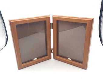Vintage Solid Wood Double Picture Frame with Glass for 5" x 7" photo