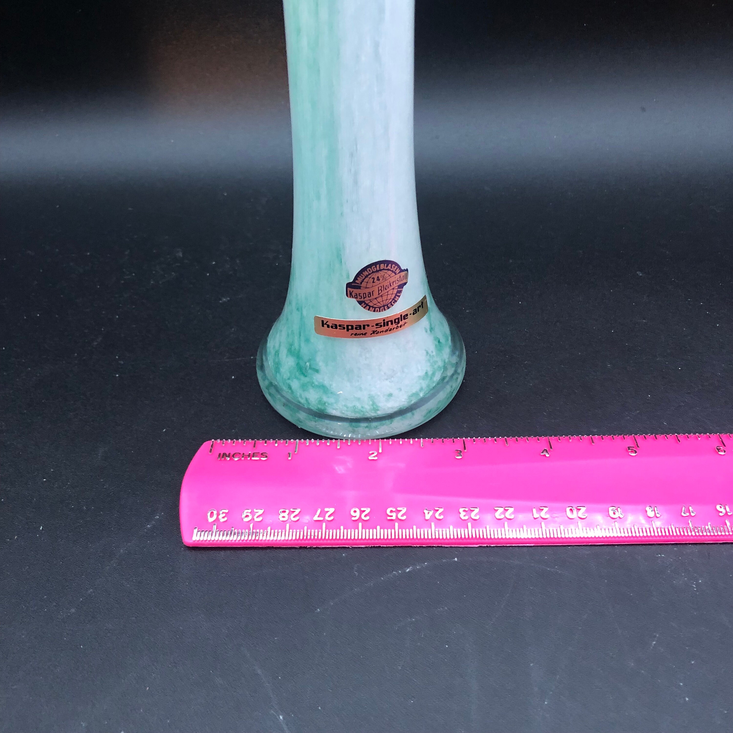 Vintage Kaspar Bleikristall Vase Germany Hand Blown Green Etsy