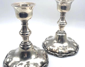 Sterling Silver Candle Holders from Mexico 5.25"h unweighted 430 grams