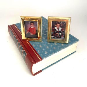 Pair of Tiny Brass Frames for Small Size Photos Pictures Vintage Korea for 2" x 1.5" photo