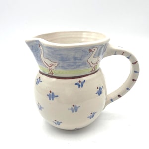 Nancy Herman White Goose Pitcher Signed Studio Pottery 5.5" h