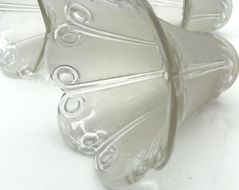 Vintage Frosted Glass Light Shades Set of 3 Scalloped Edges 5"h with 2" fitter