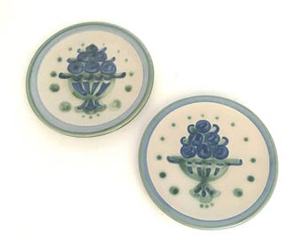 M. A. Hadley Blueberry Bouquet Bread and Butter Plates 6" Set of 2