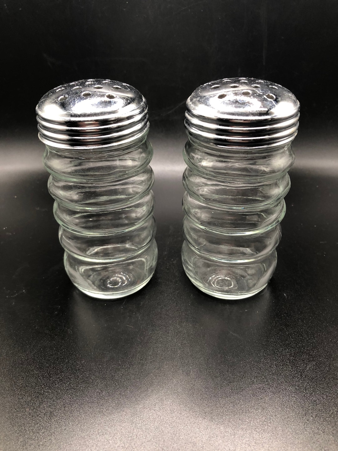 Glass Shakers Set of Two for Flour Powdered Sugar Grated Cheese Beehive