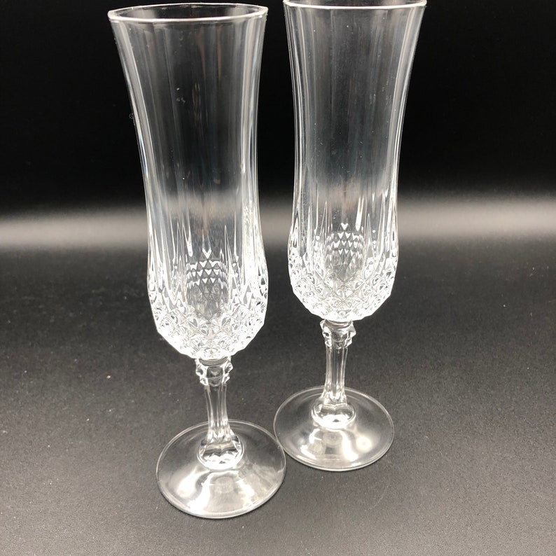 Pair of Champagne Flutes Cristal D'arques Longchamp Crystal Mimosa
