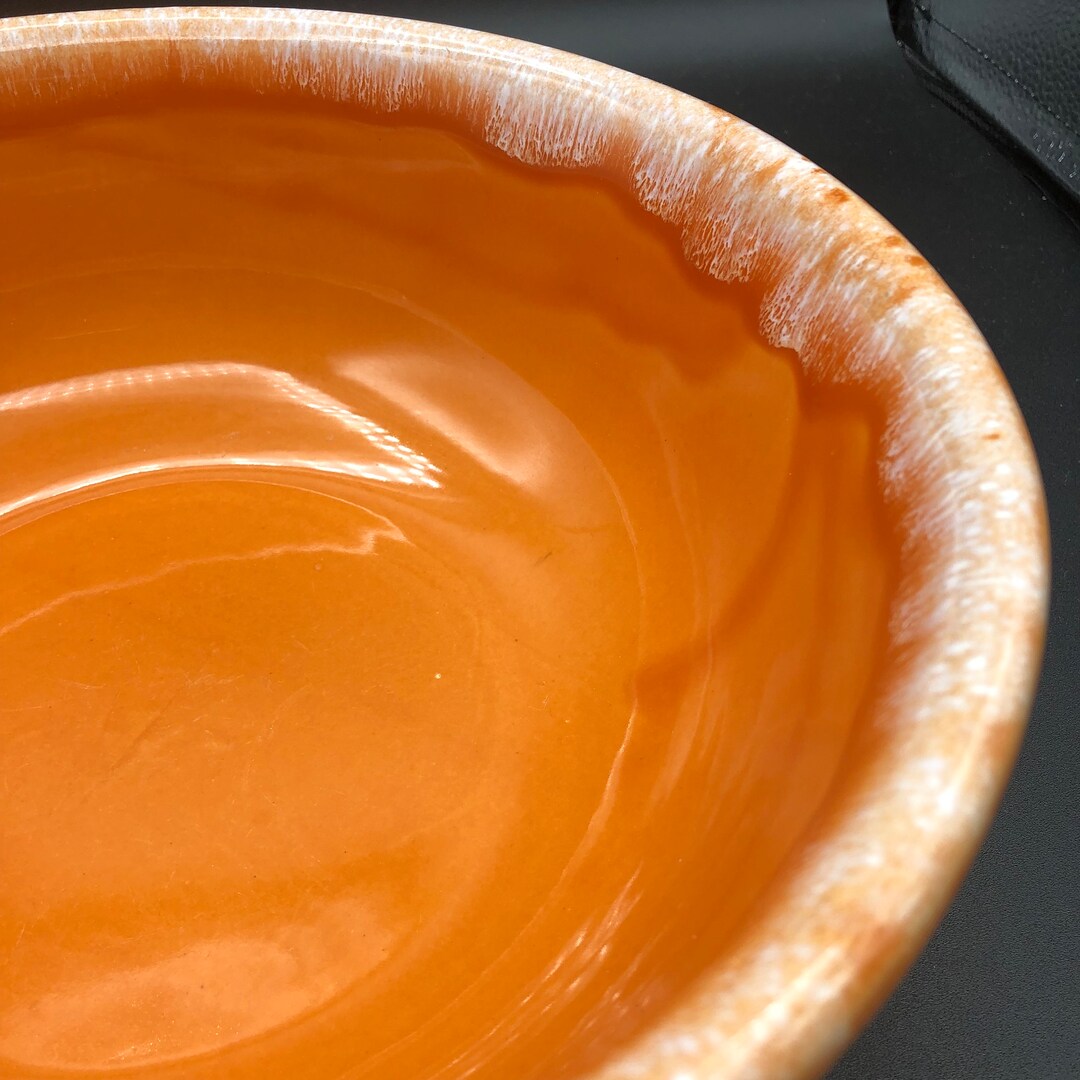 Vintage Hull Pottery Orange Tangerine Drip Glaze Bowl Ceramic Etsy