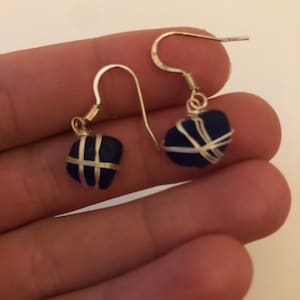 Blue sea glass earrings