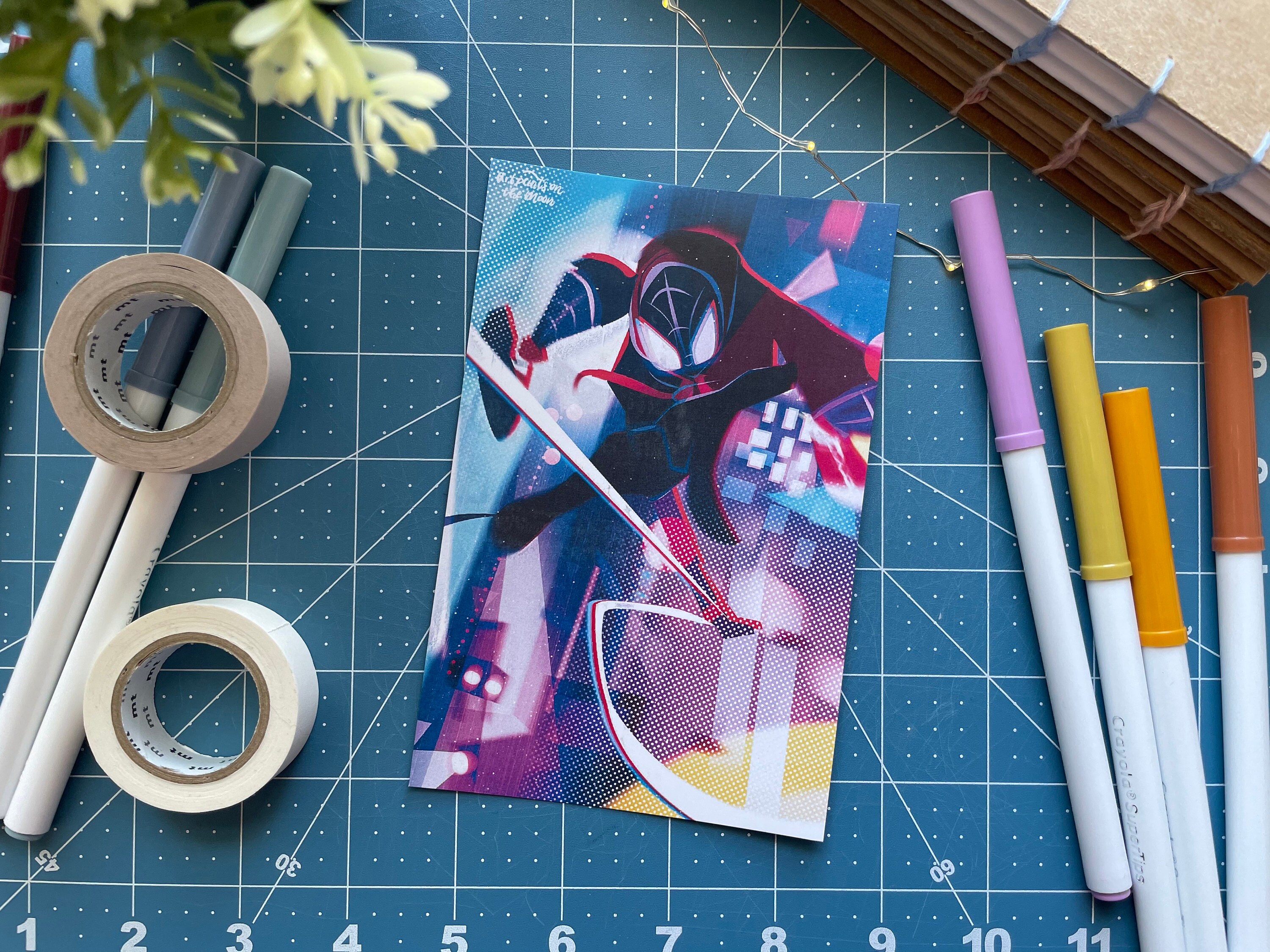 Spiderman A6 postcard / Into the Spiderverse Illustration Etsy