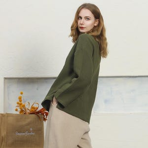Blusas de lino y algodón, blusas de manga larga, camisas tradicionales chinas, blusa de lino más gruesa de otoño, ropa bohemia de talla grande, hecha a mano, personalizada, F35-h