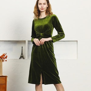Army Green Velvet Dress - Etsy