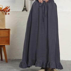 Women&#39;s cotton linen skirts Fall winter vintage 1950s maxi skirts outwear loose skirt plus size custom casual loose short skirt R12-h