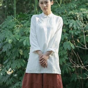 Women Linen Shirts Linen Tunic Tops Summer Spring Oversized Loose Soft Long Sleeves Blouses Kimono Customized Plus Size Clothing Boho N07