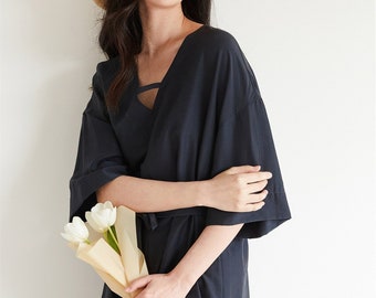 Cotton dress for women,women‘s clothing,linen dress，V neck dress,loose linen dress,custom dress,plus size dress with belt,summer dress F246